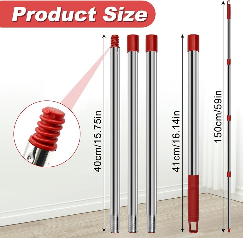 GFRED 4 Section Spin Mop Replacement Handle for O Cedar Mop Handle for Ocedar Spin Mop Handles to Floor Clean Adjustable 30" to 58" Length Mop Stick Pole Handle, American Screw Joint (Mop Head Not Included) - Image 2